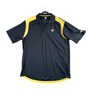 New Orleans Saints Mens NFL Polo Shirt Black Gold Short Sleeve XL